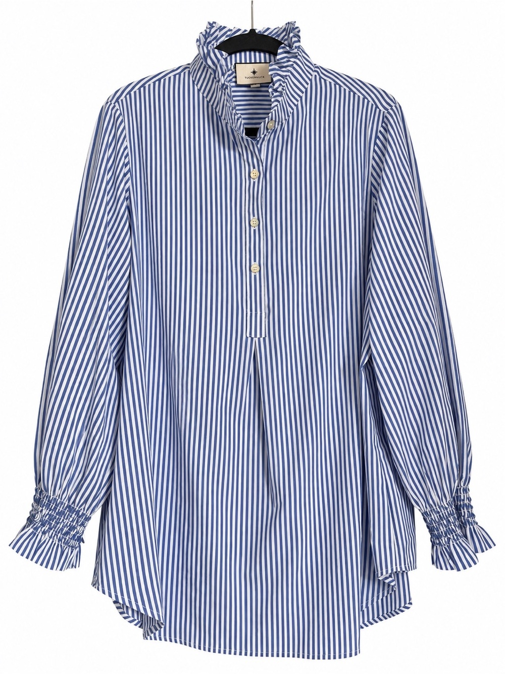 Tuckernuck Blue and White Stripe Teagan Popover Top XL